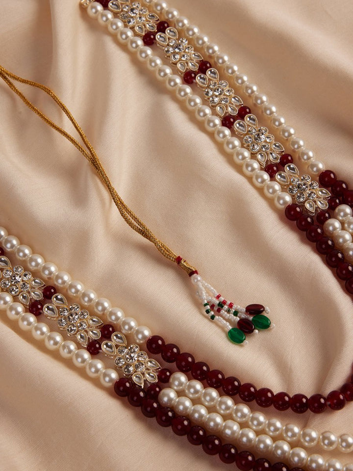 Men's Cream And Maroon - Mala - House of Sarvati LLC