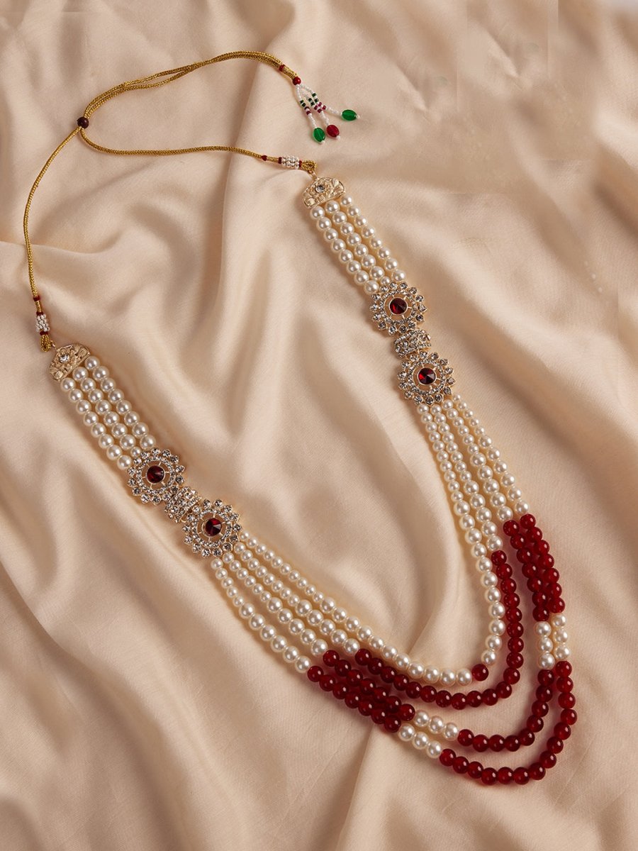 Men's Cream And Maroon - Mala - House of Sarvati LLC