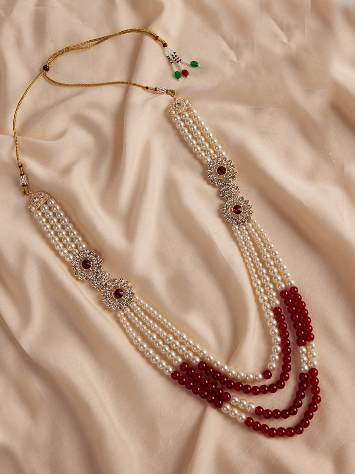 Men's Cream And Maroon - Mala - House of Sarvati LLC