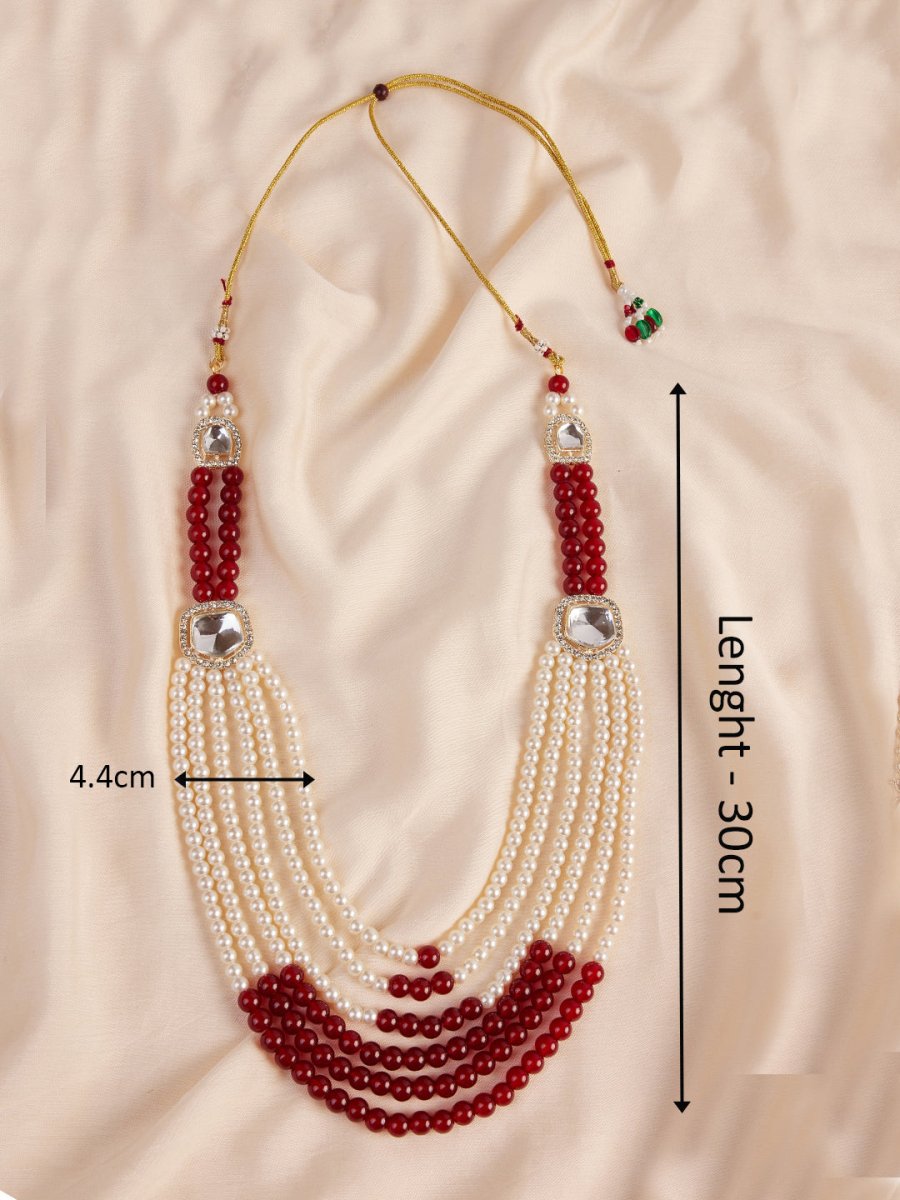 Men's Cream And Maroon - Mala - House of Sarvati LLC