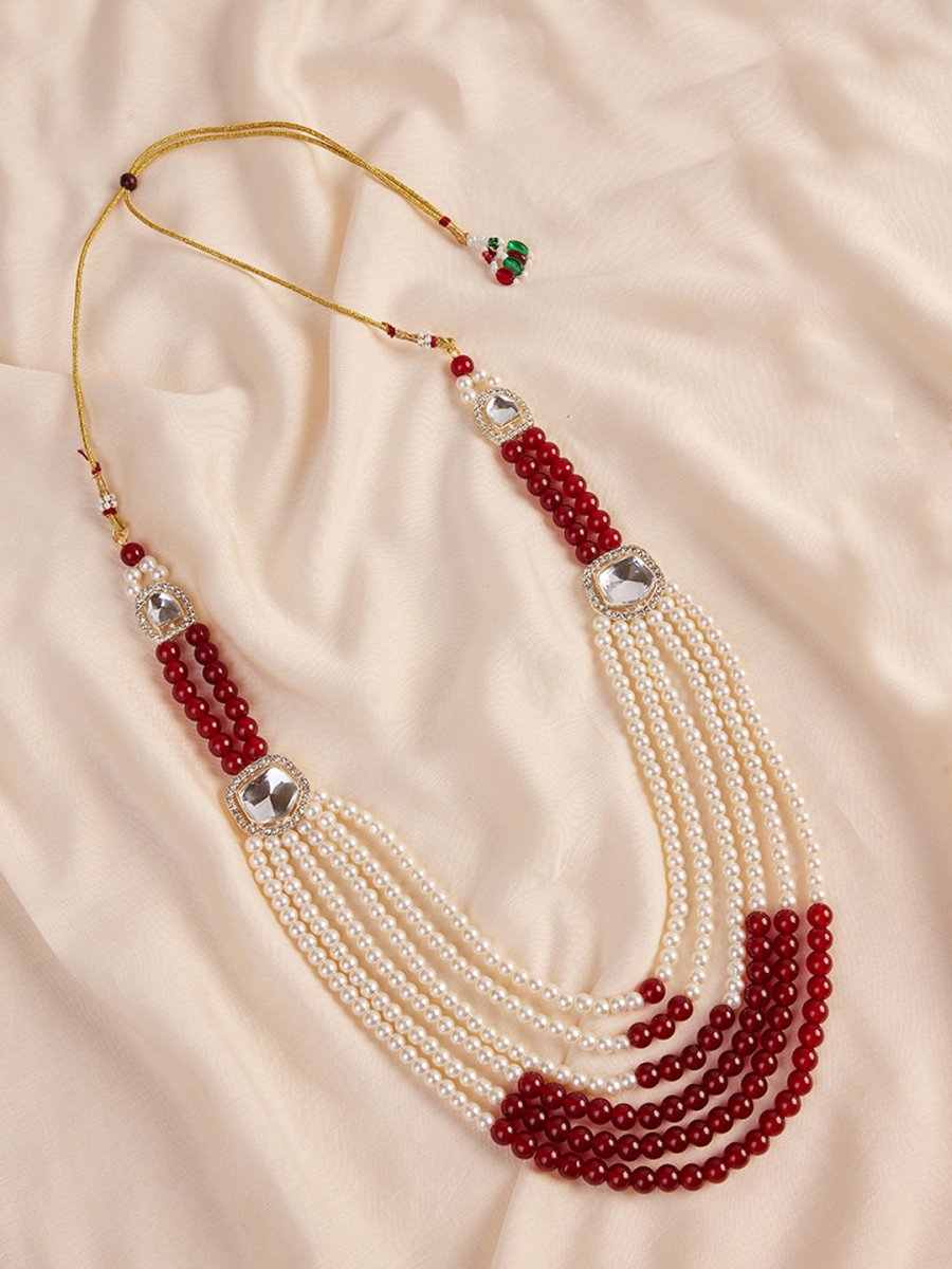 Men's Cream And Maroon - Mala - House of Sarvati LLC