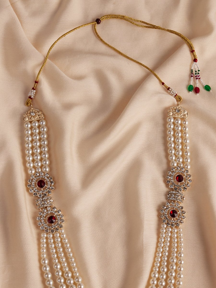 Men's Cream And Maroon - Mala - House of Sarvati LLC