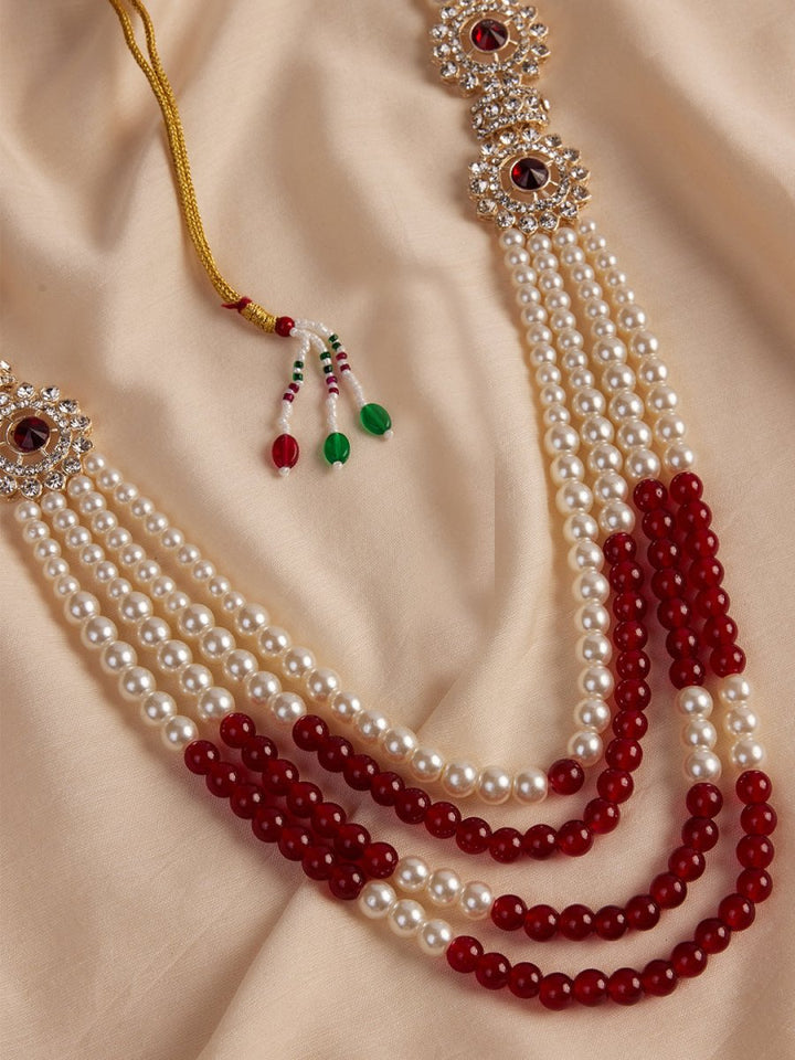 Men's Cream And Maroon - Mala - House of Sarvati LLC