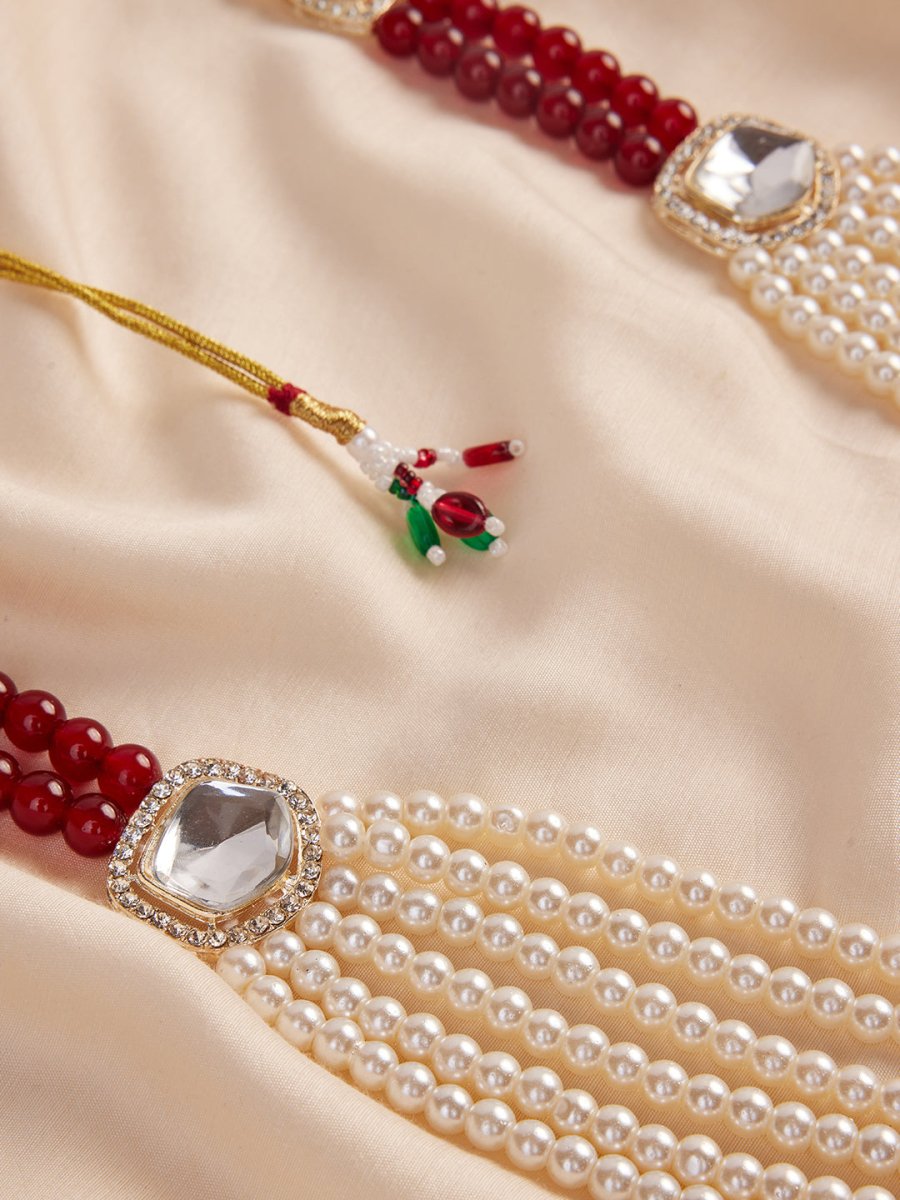 Men's Cream And Maroon - Mala - House of Sarvati LLC