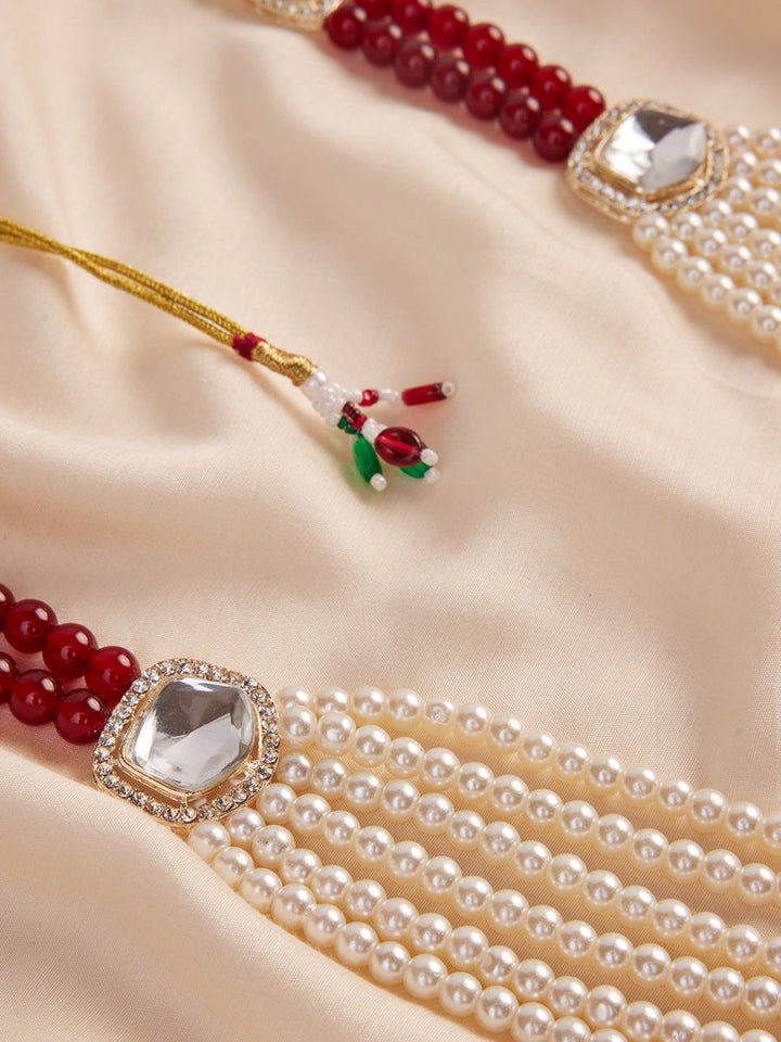 Men's Cream And Maroon - Mala - House of Sarvati LLC