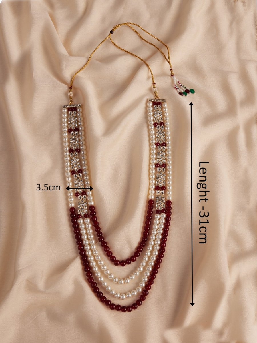 Men's Cream And Maroon - Mala - House of Sarvati LLC
