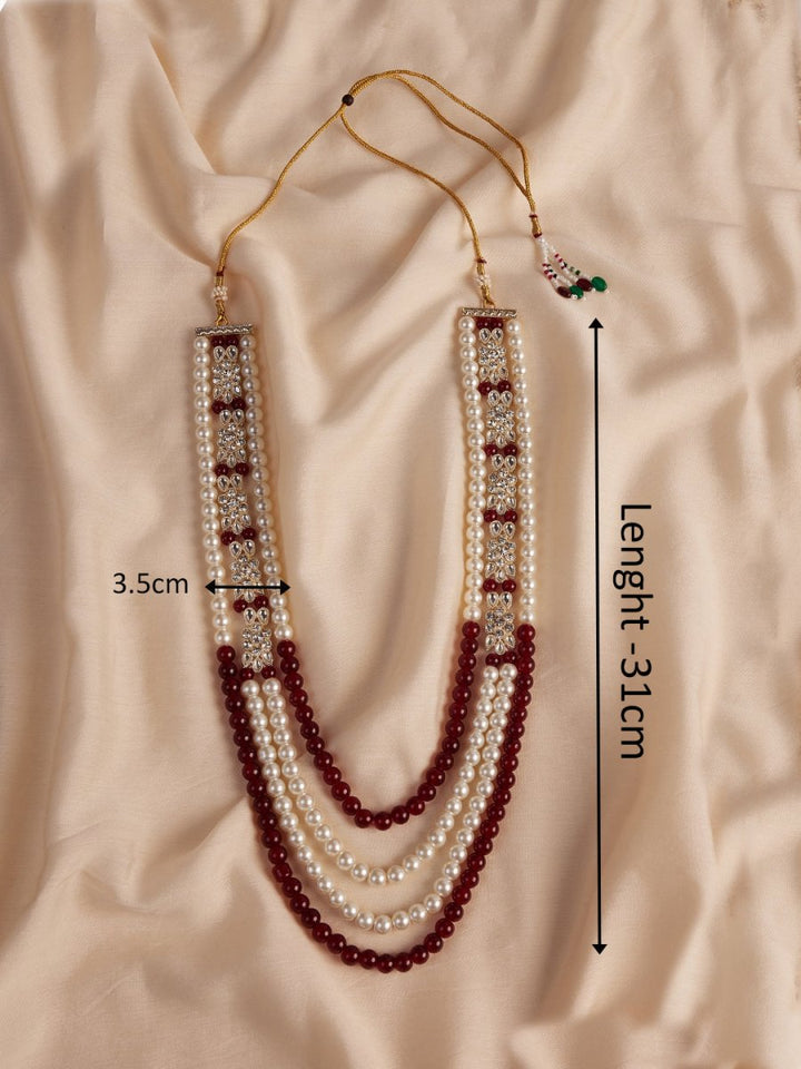 Men's Cream And Maroon - Mala - House of Sarvati LLC