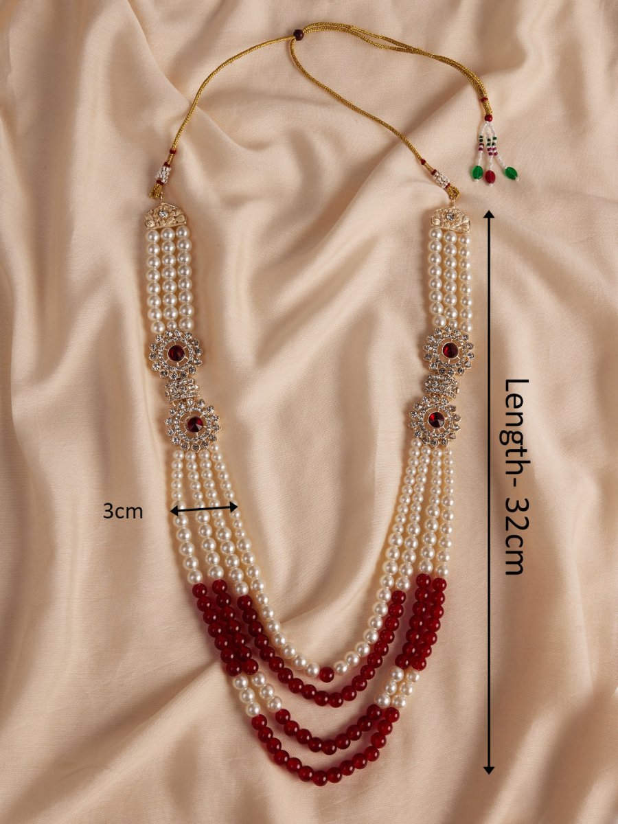 Men's Cream And Maroon - Mala - House of Sarvati LLC
