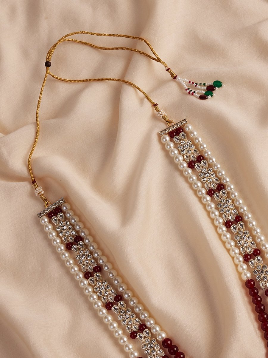 Men's Cream And Maroon - Mala - House of Sarvati LLC