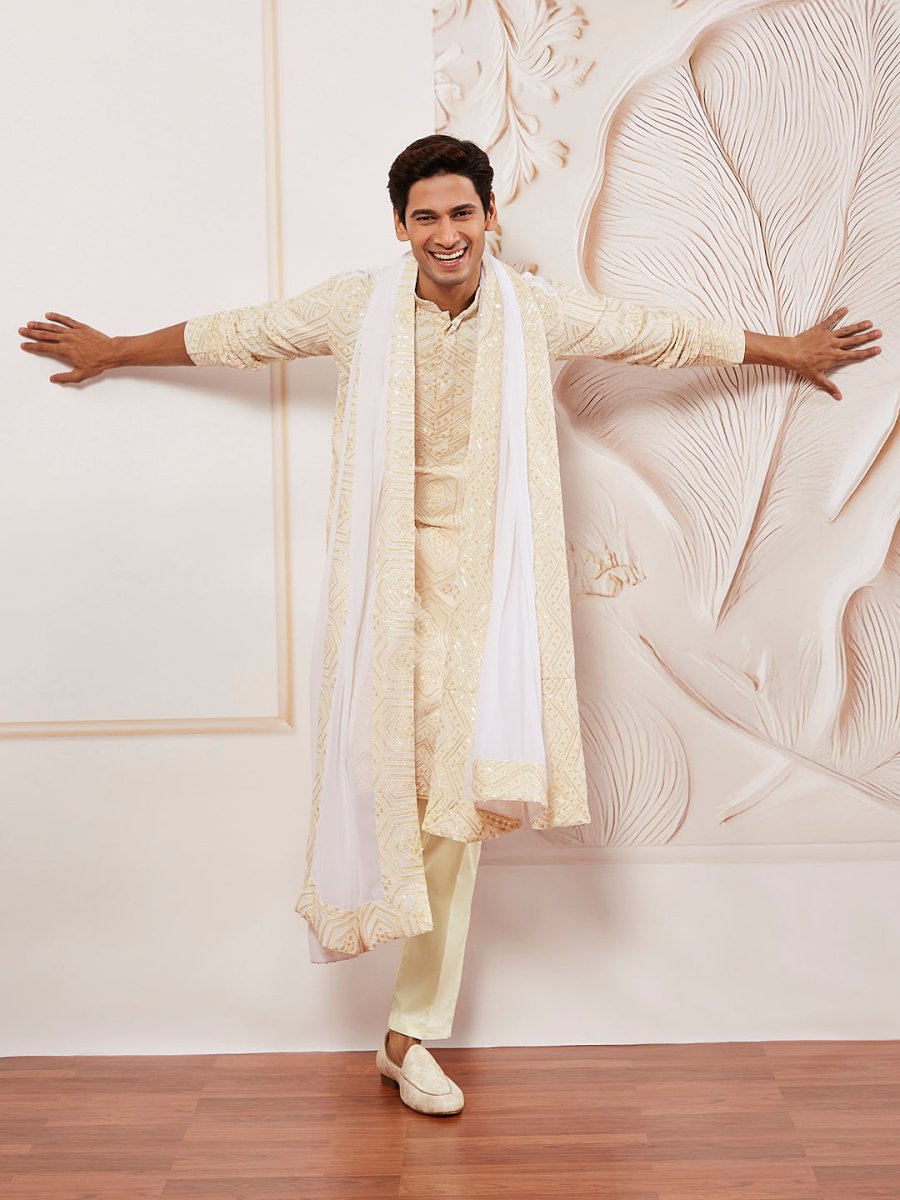 Men's Cream - Dupatta - House of Sarvati LLC