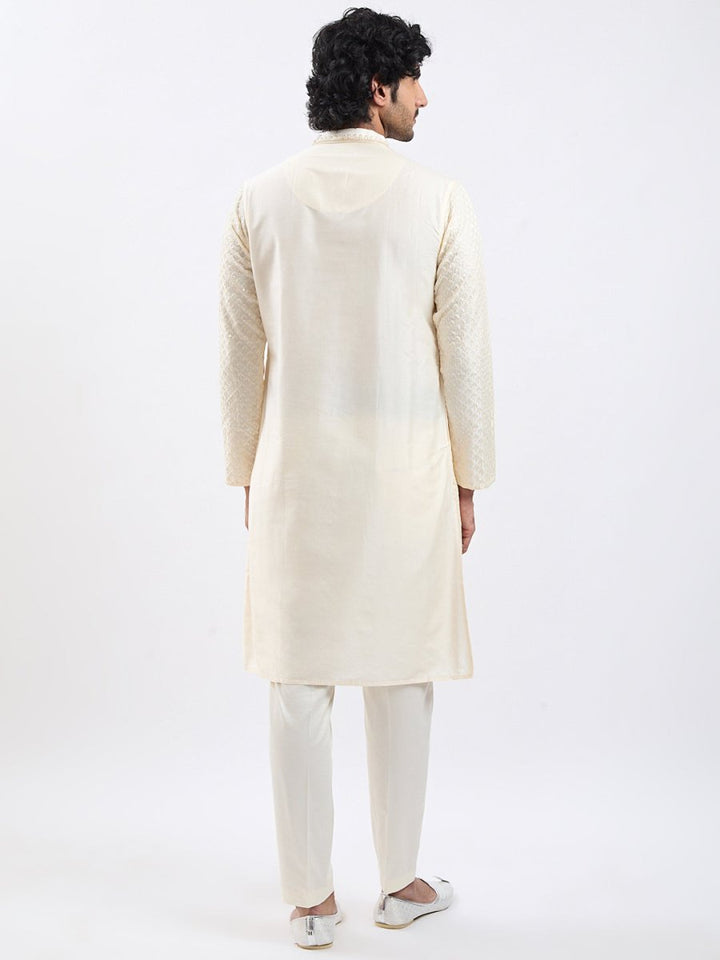 Men's Cream Viscose Kurta – Elegant Festive Ethnic Wear - House of Sarvati LLC