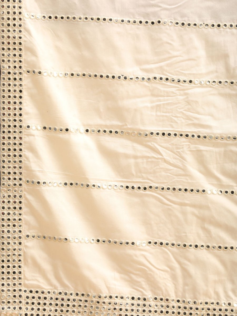 Men's Cream Viscose Mirror Work Embellished Dupatta - House of Sarvati LLC