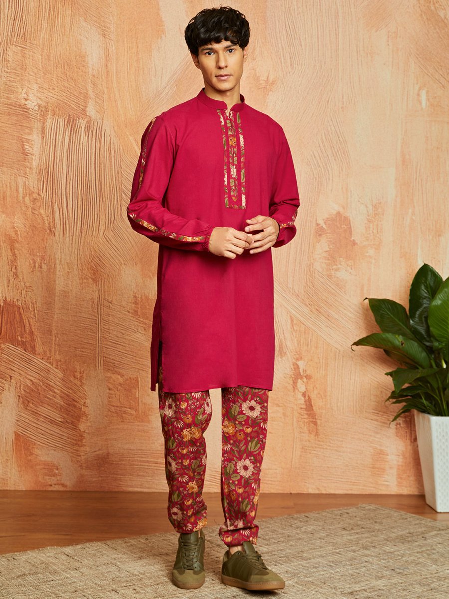 Men's Falsa Cotton Jacket Kurta and Pyjama Set - House of Sarvati LLC