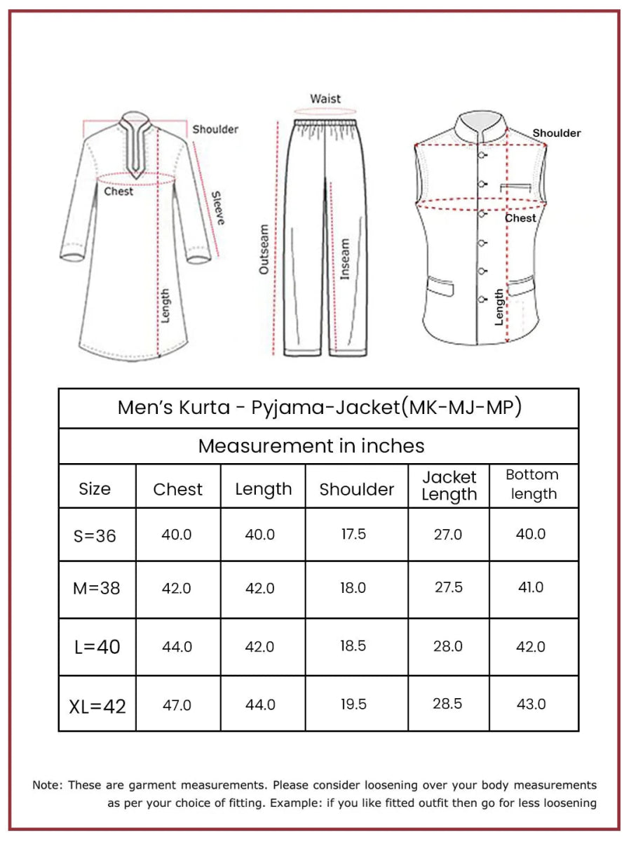 Men's Falsa Cotton Jacket Kurta and Pyjama Set - House of Sarvati LLC