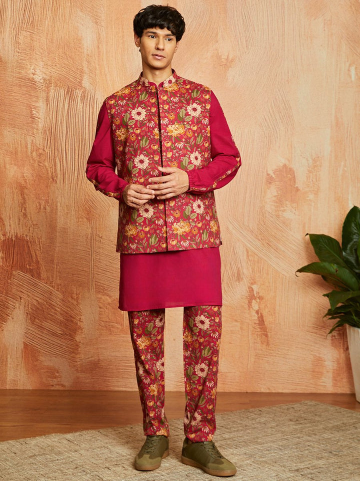 Men's Falsa Cotton Jacket Kurta and Pyjama Set - House of Sarvati LLC