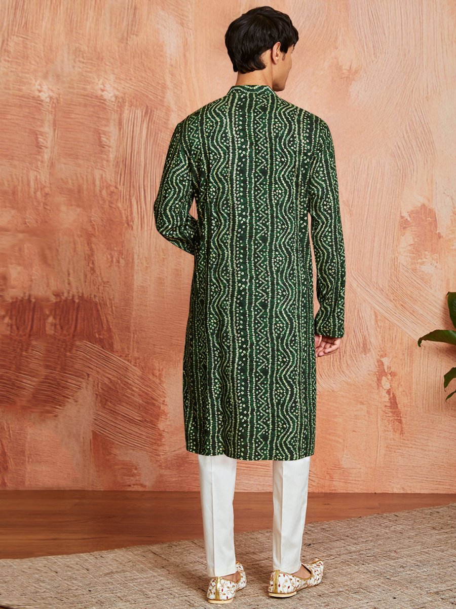 Men's Green Rayon Kurta and Pyjama Set - House of Sarvati LLC