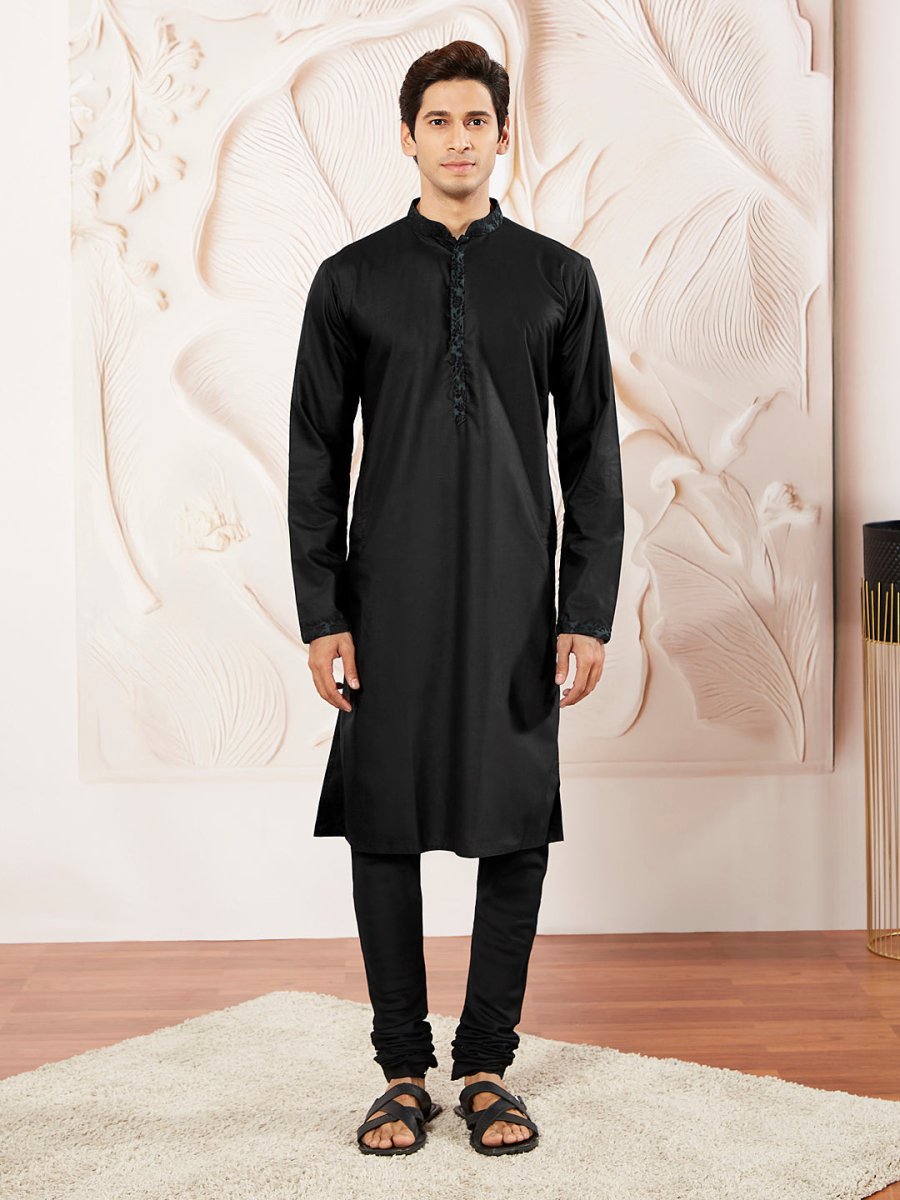 Men's Green Silk Blend Kurta Pyjama Set – Elegant Attire - House of Sarvati LLC