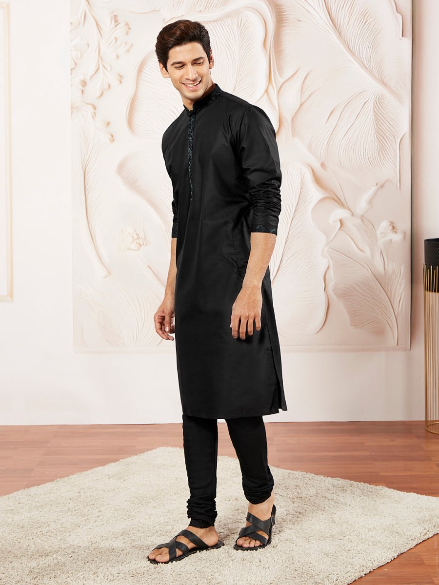 Men's Green Silk Blend Kurta Pyjama Set – Elegant Attire - House of Sarvati LLC