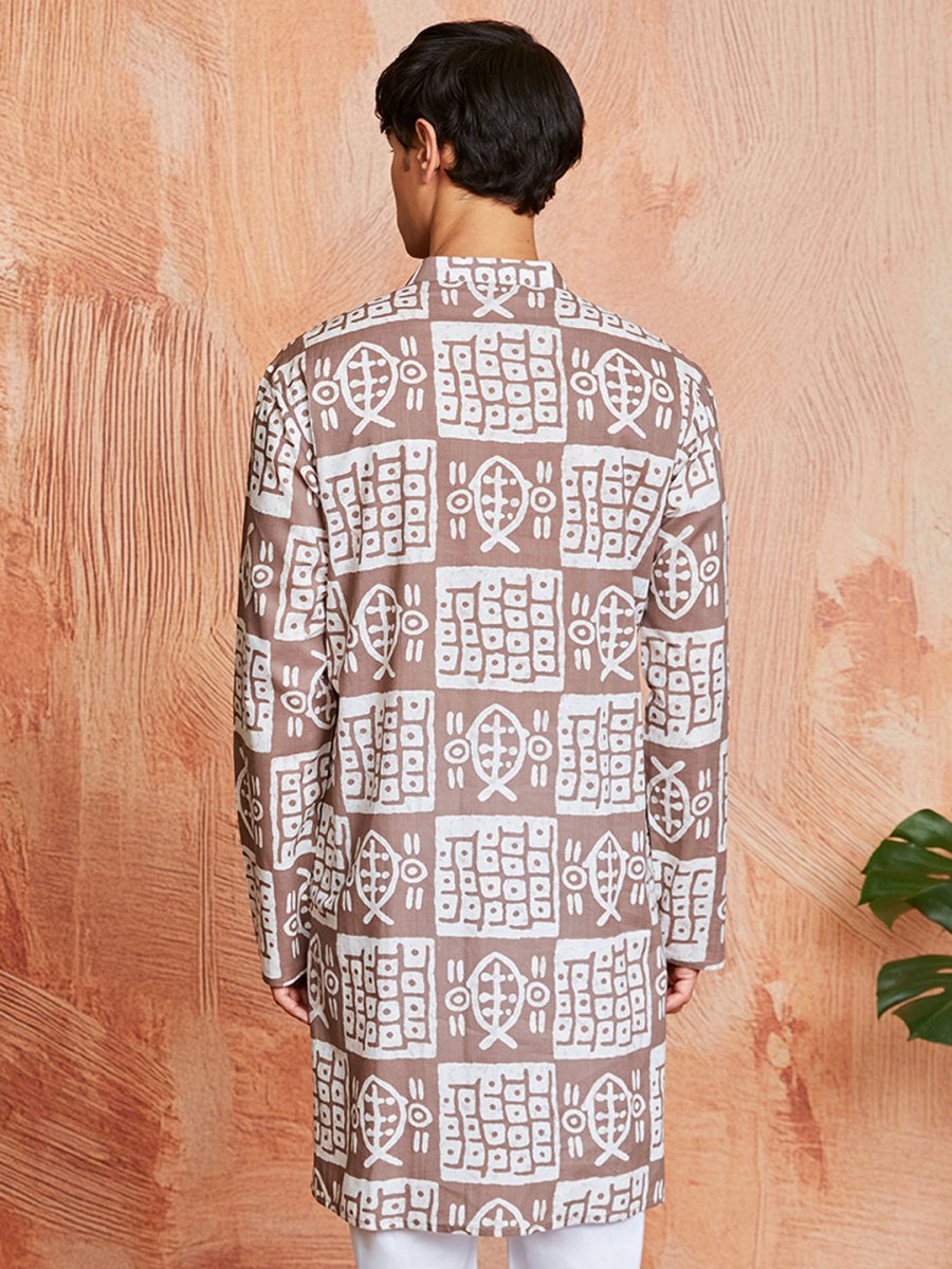 Men's Grey Cotton Kurta - House of Sarvati LLC