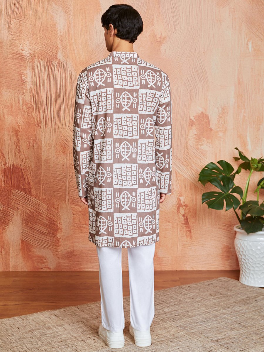 Men's Grey Cotton Kurta and Pyjama Set - House of Sarvati LLC