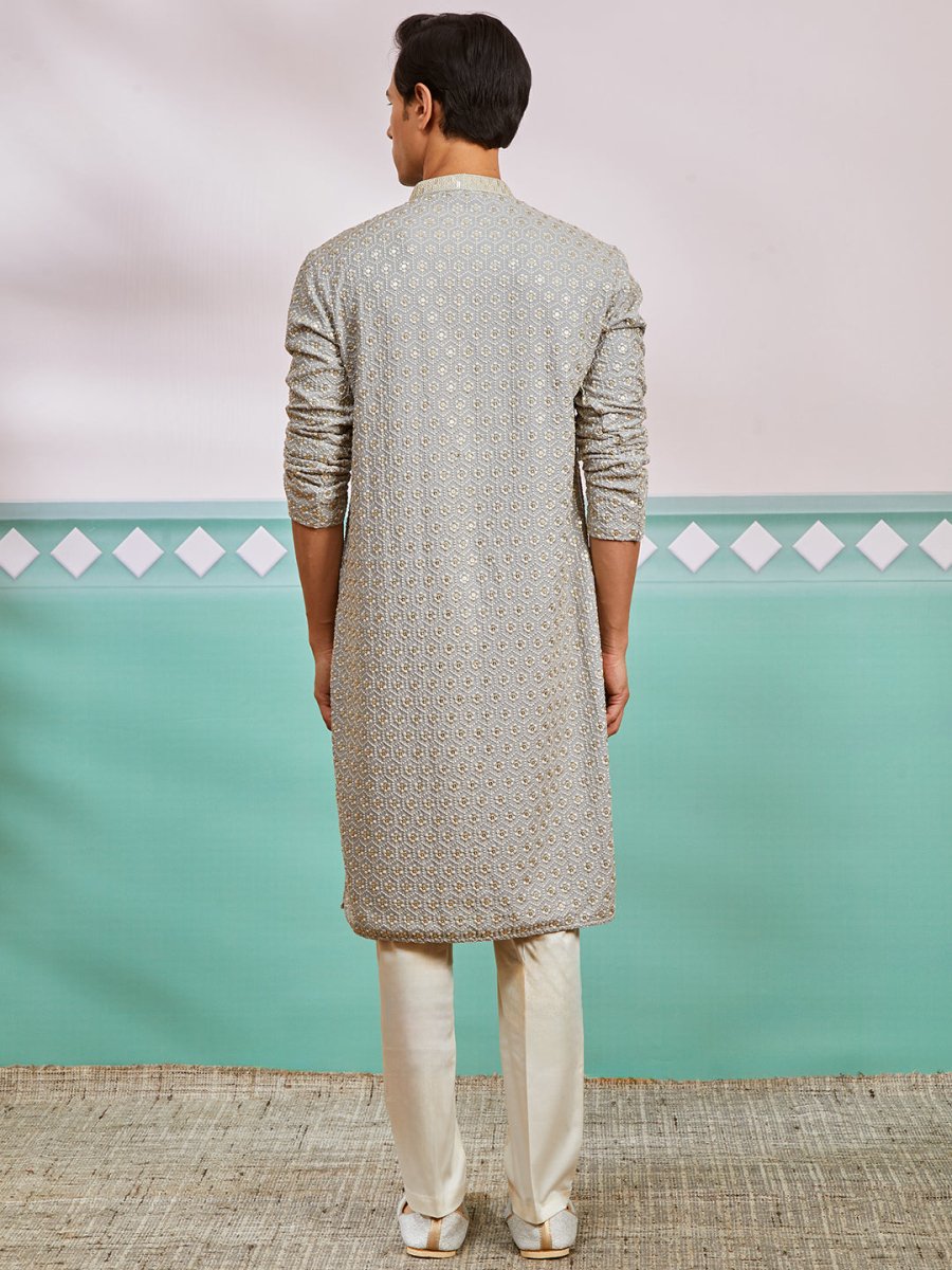 Men's Grey Rayon Kurta & Pyjama Set - House of Sarvati LLC