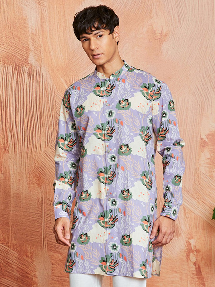 Men's Lavender Cotton Kurta - House of Sarvati LLC