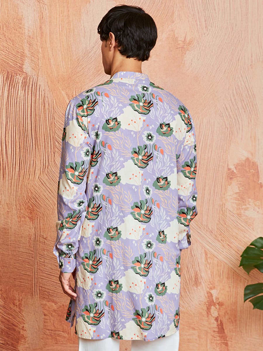 Men's Lavender Cotton Kurta - House of Sarvati LLC