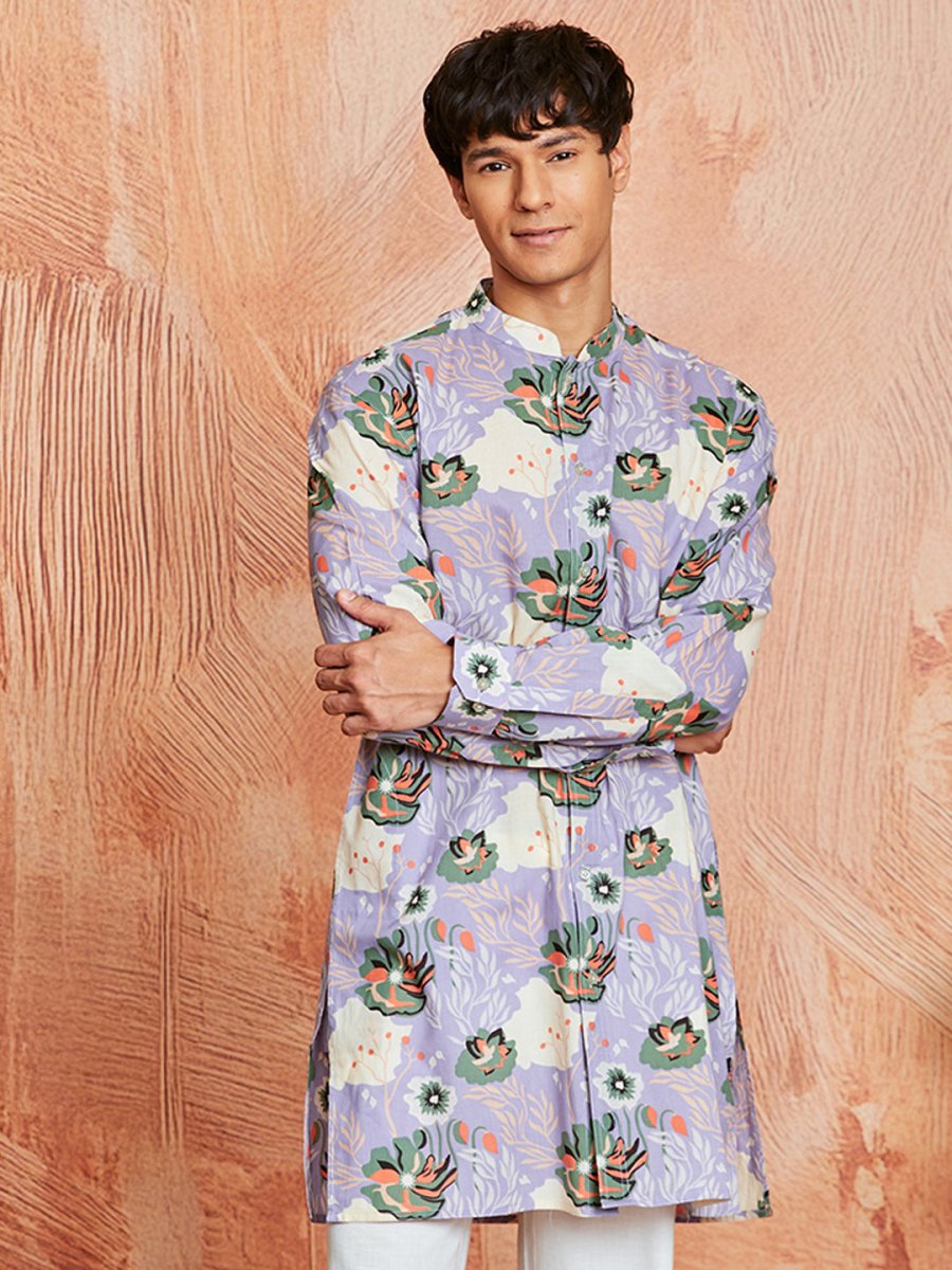 Men's Lavender Cotton Kurta - House of Sarvati LLC