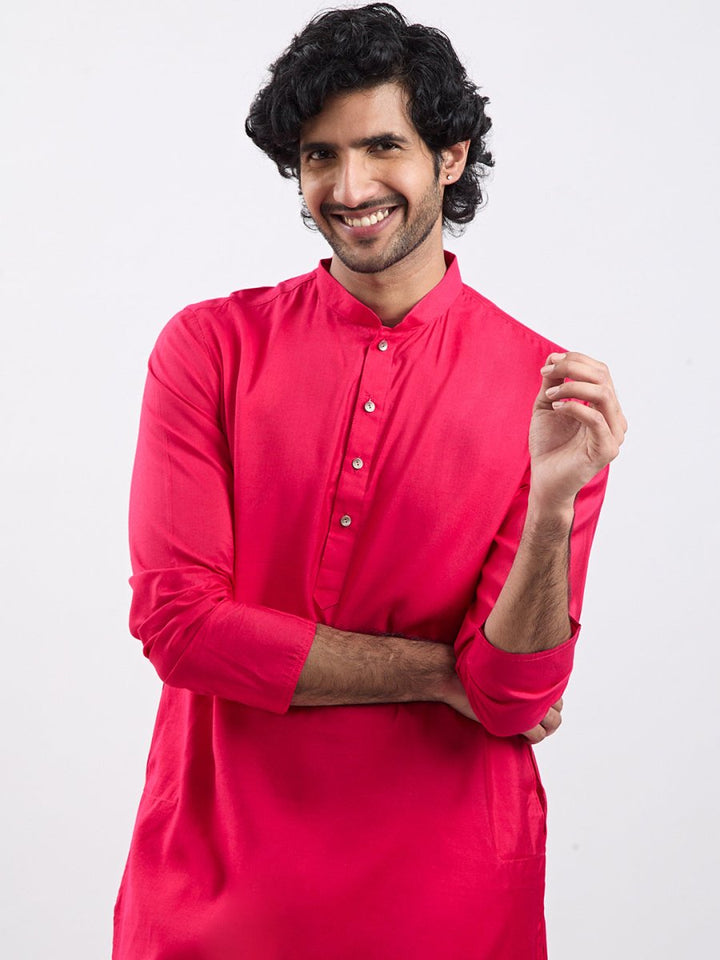 Men's Magenta Viscose Kurta - House of Sarvati LLC