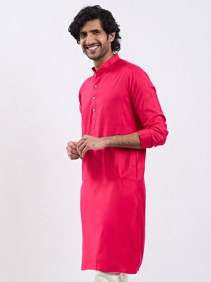 Men's Magenta Viscose Kurta - House of Sarvati LLC
