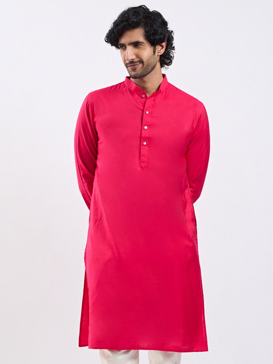 Men's Magenta Viscose Kurta - House of Sarvati LLC