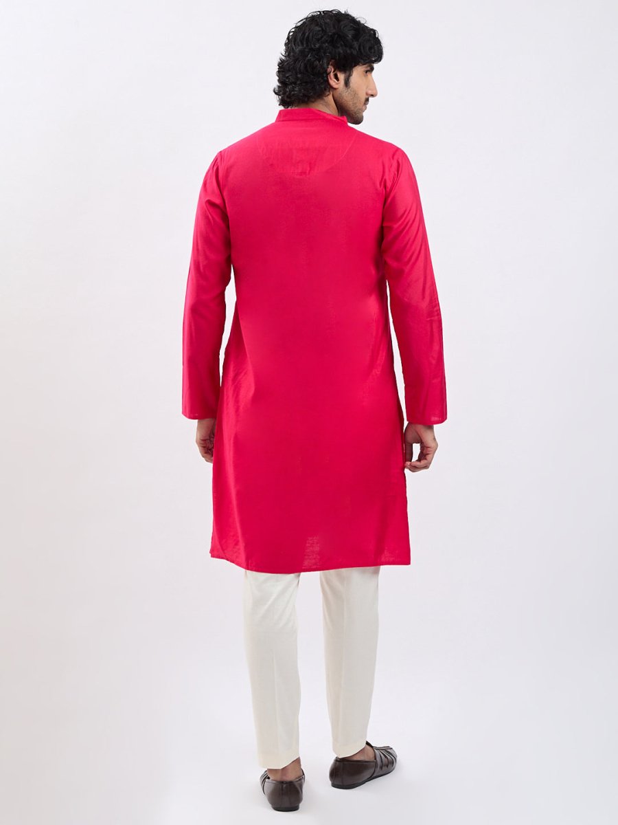 Men's Magenta Viscose Kurta Pyjama Set - House of Sarvati LLC