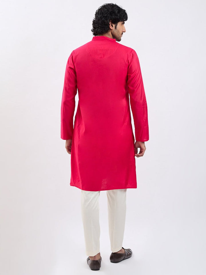 Men's Magenta Viscose Kurta Pyjama Set - House of Sarvati LLC