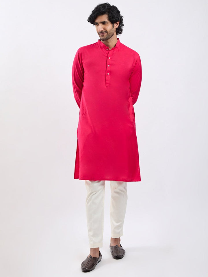 Men's Magenta Viscose Kurta Pyjama Set - House of Sarvati LLC