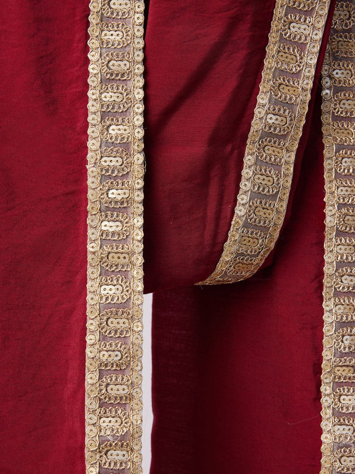 Men's Maroon Dupatta - House of Sarvati LLC