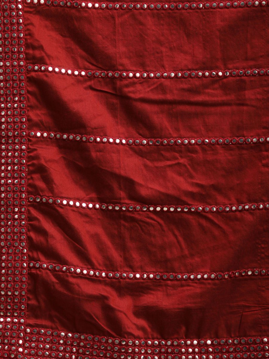 Men's Maroon Viscose Mirror Work Embellished Dupatta - House of Sarvati LLC