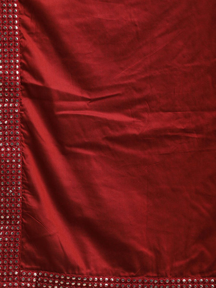 Men's Maroon Viscose Mirror Work Ethnic Dupatta - House of Sarvati LLC