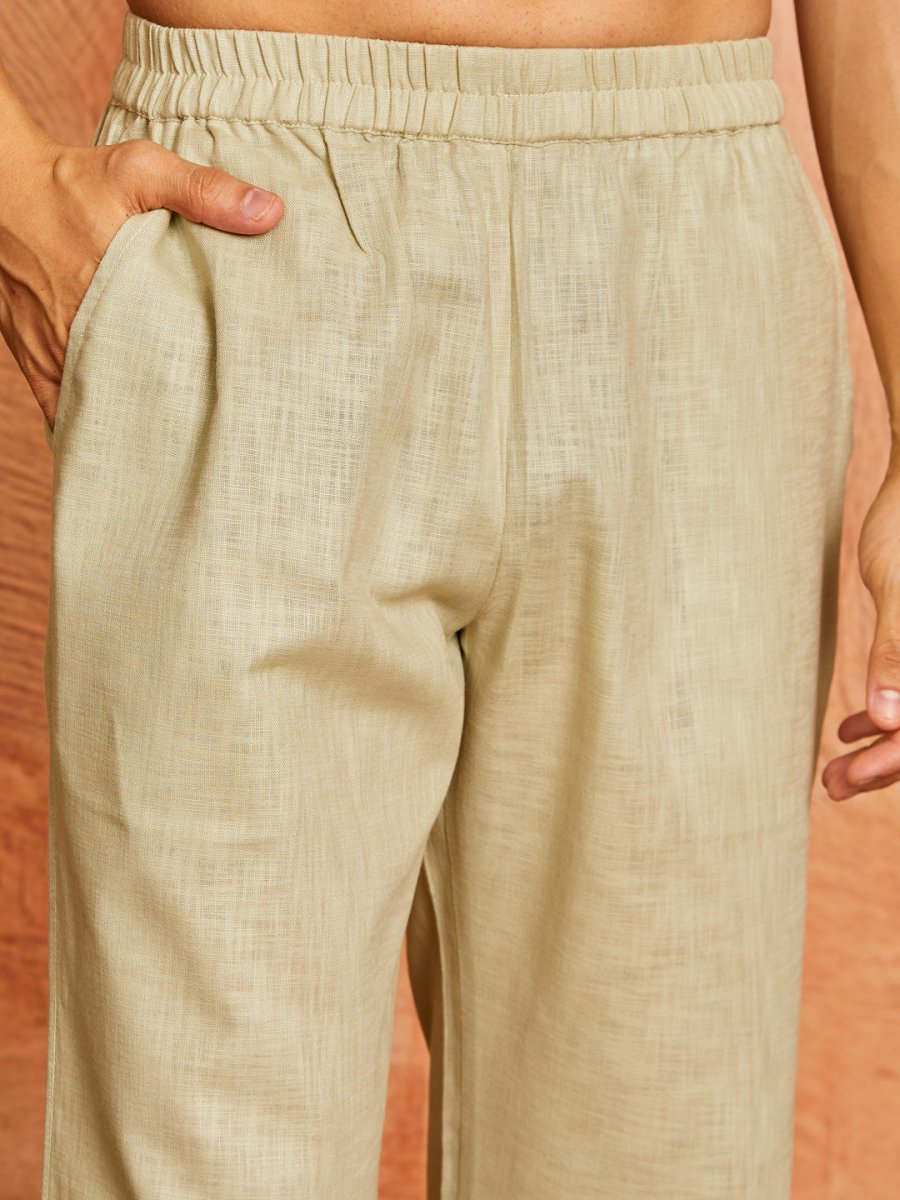 Men's Mint Green Cotton Slub Kurta and Pyjama Set - House of Sarvati LLC