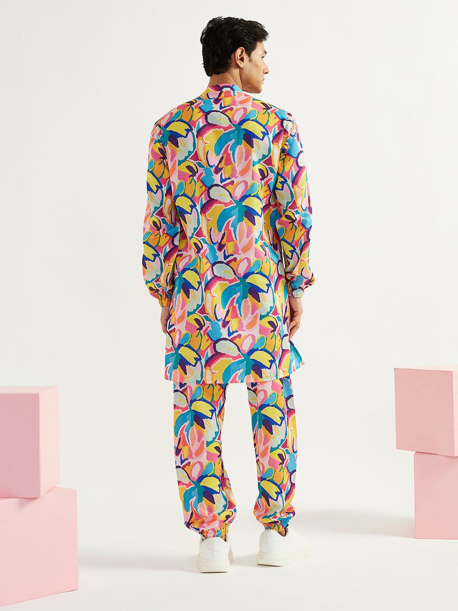 Men's Multicolour Crepe Kurta and Pyjama Set - House of Sarvati LLC
