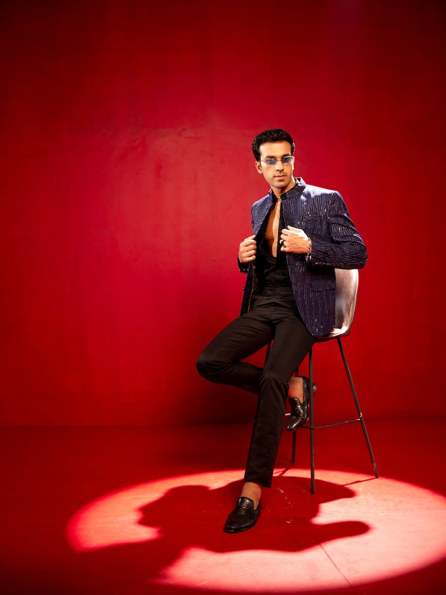Men's Navy Blue Sequined Jodhpuri - House of Sarvati LLC
