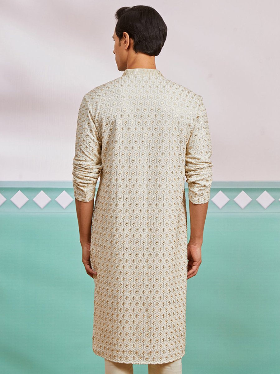 Men's Off White Rayon Kurta - House of Sarvati LLC