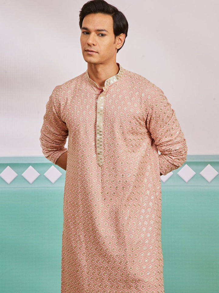 Men's Peach Rayon Kurta - House of Sarvati LLC