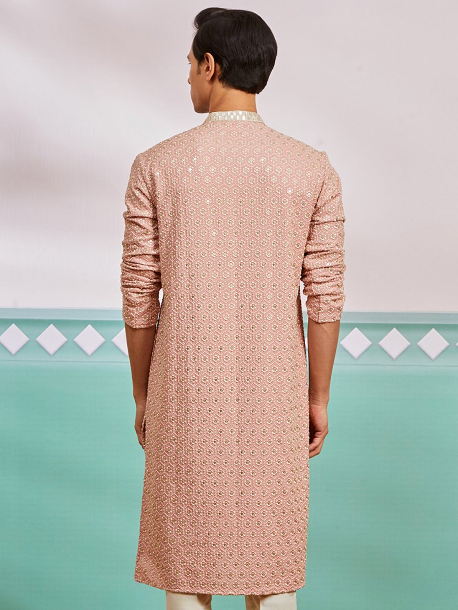 Men's Peach Rayon Kurta - House of Sarvati LLC