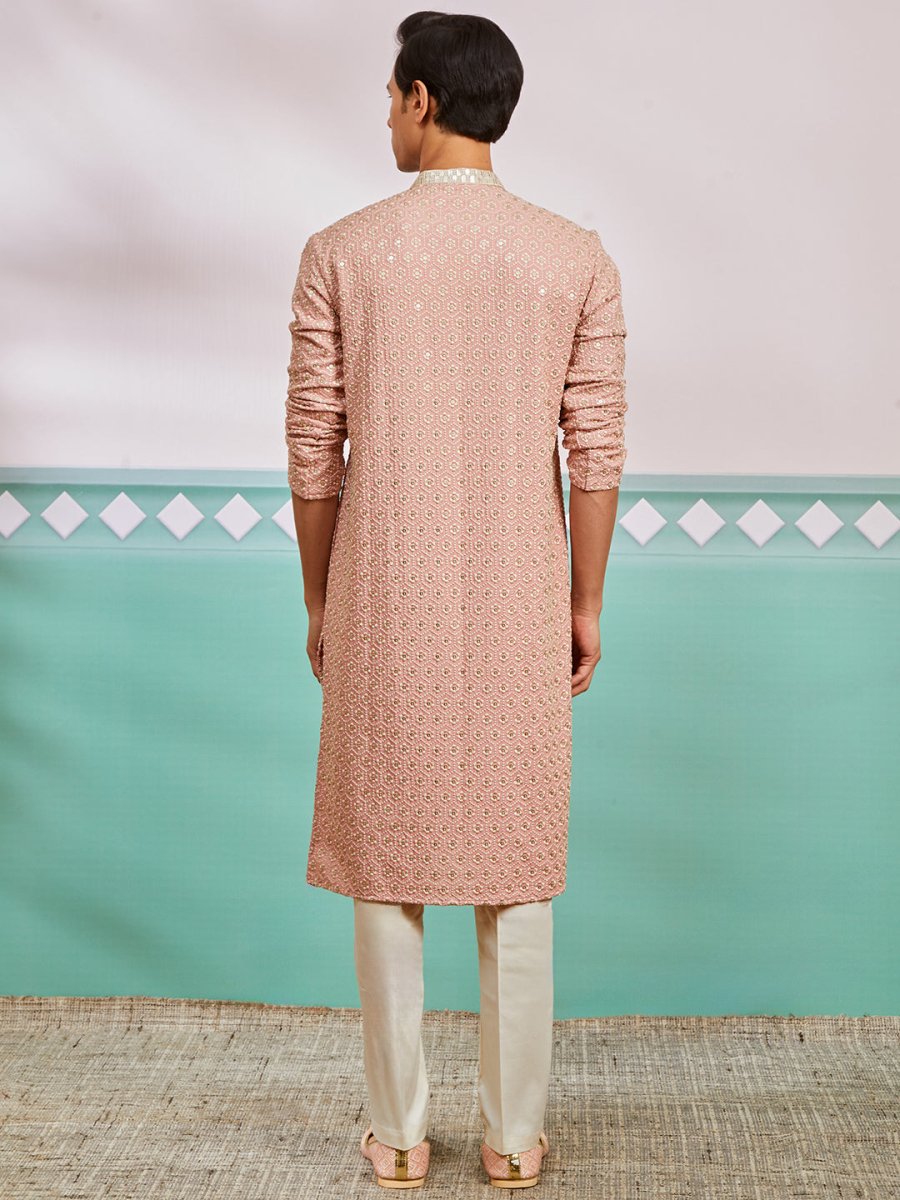 Men's Peach Rayon Kurta & Pyjama Set - House of Sarvati LLC