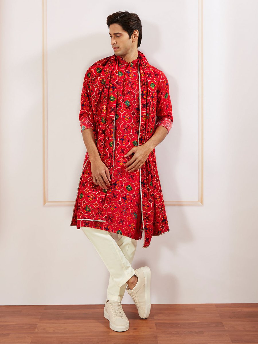 Men's Red - Dupatta - House of Sarvati LLC