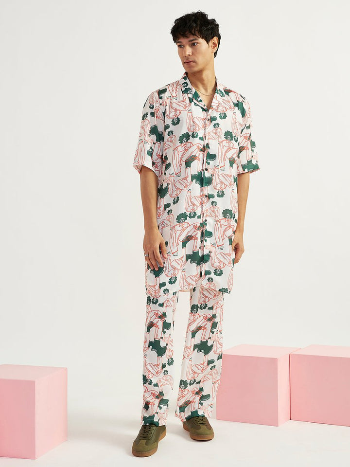 Men's White Satin Kurta and Pyjama Set - House of Sarvati LLC