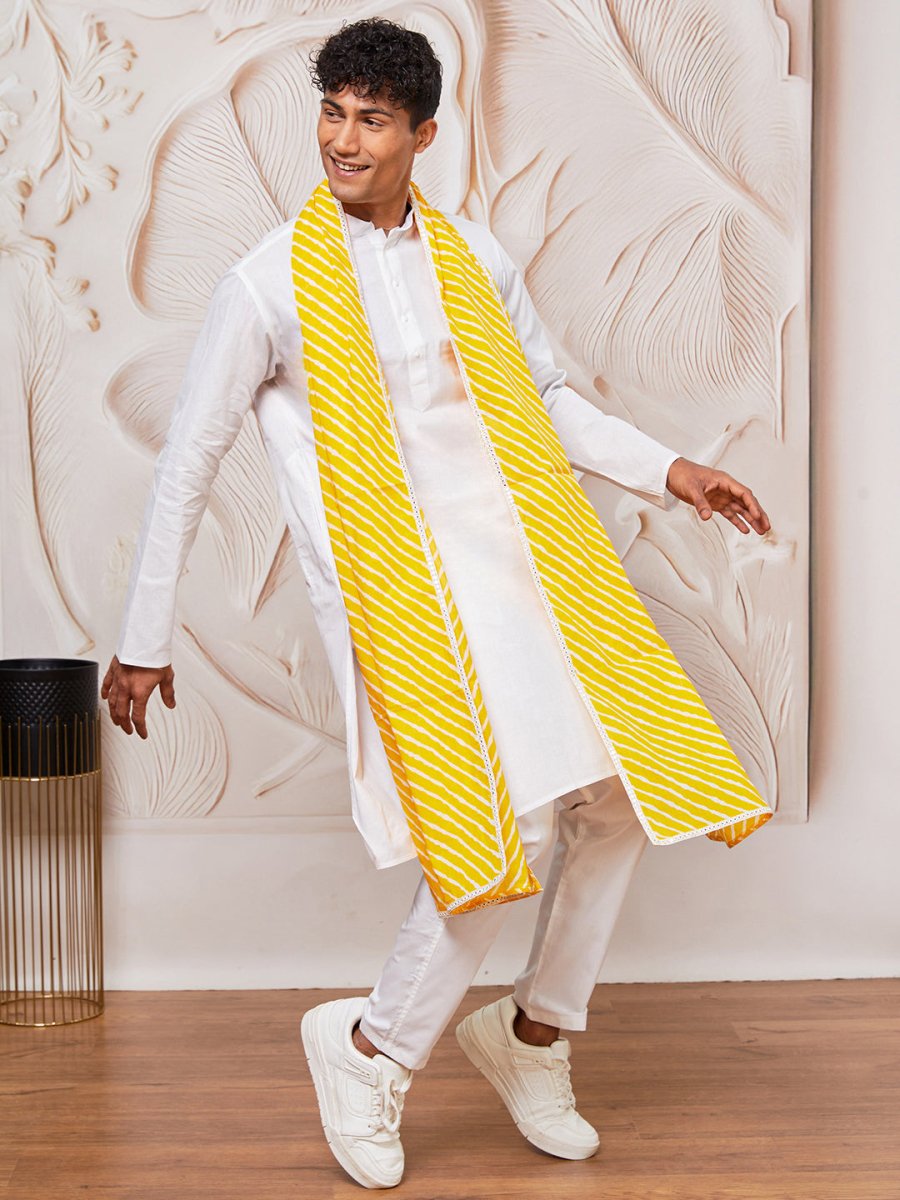 Men's Yellow - Dupatta - House of Sarvati LLC
