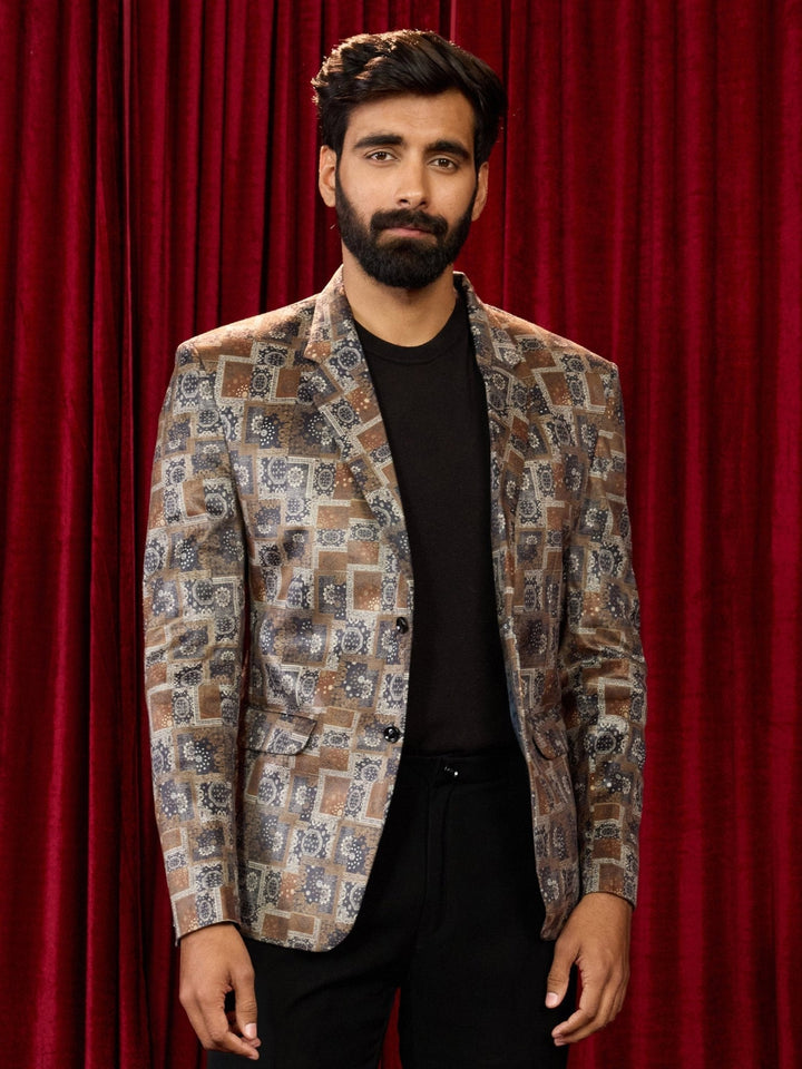 Men's Chiku Velvet Digital Print Blazer - view 3