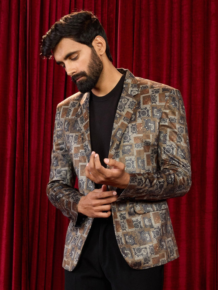 Men's Chiku Velvet Digital Print Blazer