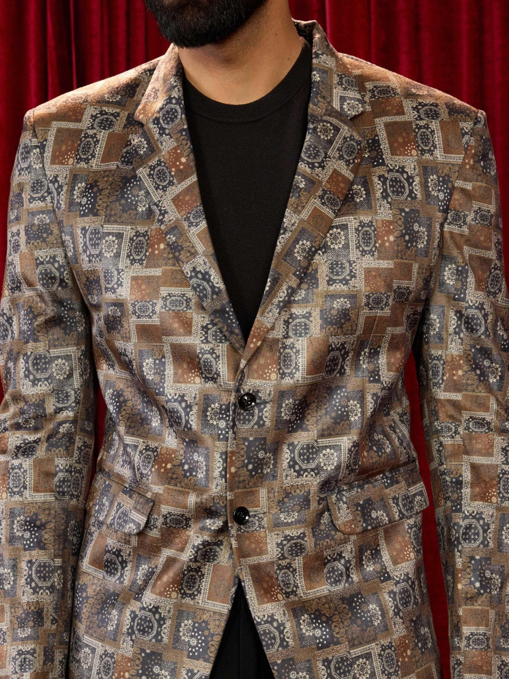 Men's Chiku Velvet Digital Print Blazer - view 2